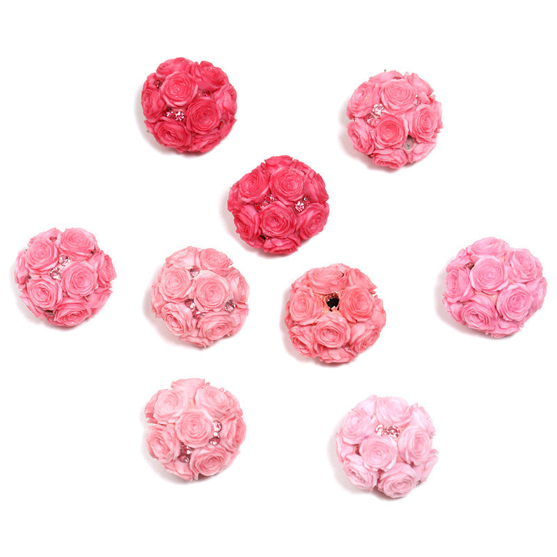 Wholesale 10pcs Colorful Rose Diamond Ball Round Acrylic Beads