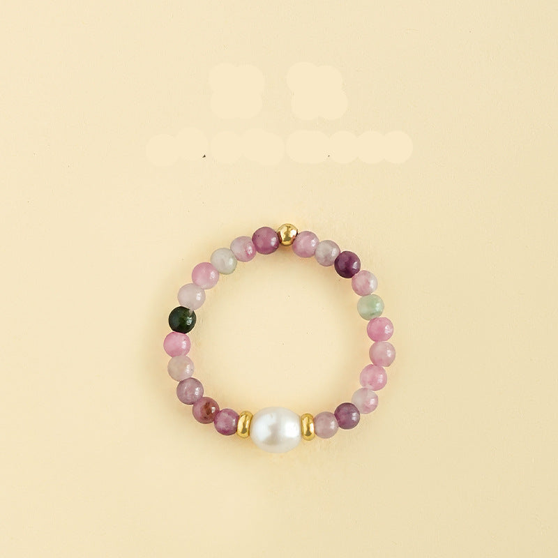 Wholesale Natural South Red Jade Agate Pearl Garnet Amethyst Ring