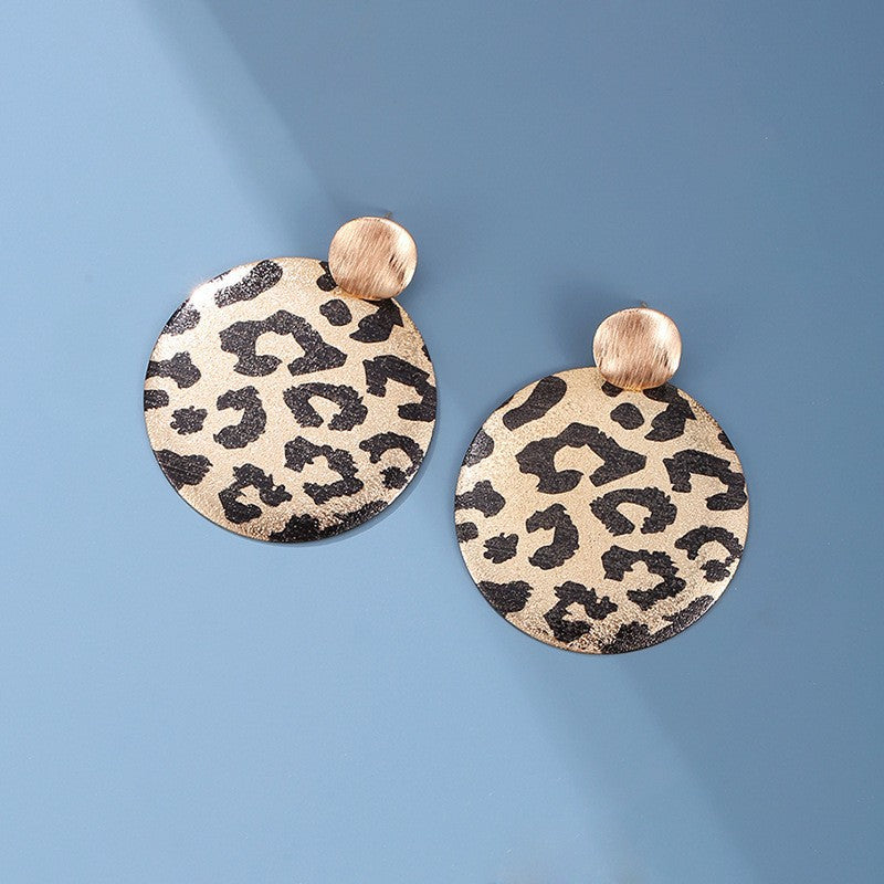 Wholesale Women's long leopard print sexy exaggerated earrings European and American ins style niche design earrings cross-border jewelry