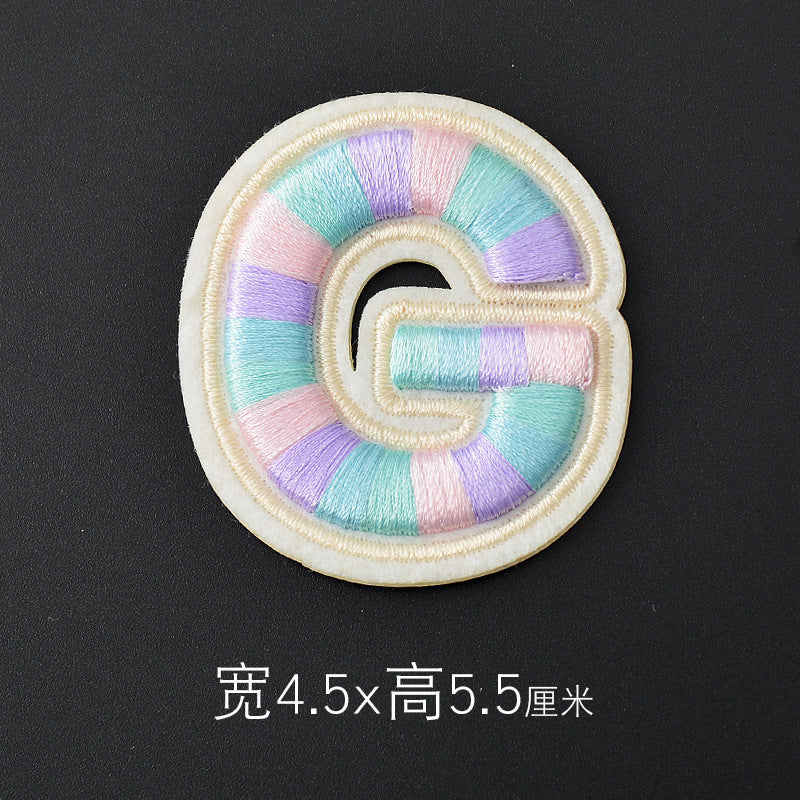 Wholesale Polyester 3D Embroidered Letter Patches Rainbow Self Adhesive DIY Fabric Appliques For Clothing Bags Shoes Hats Boutique Resale