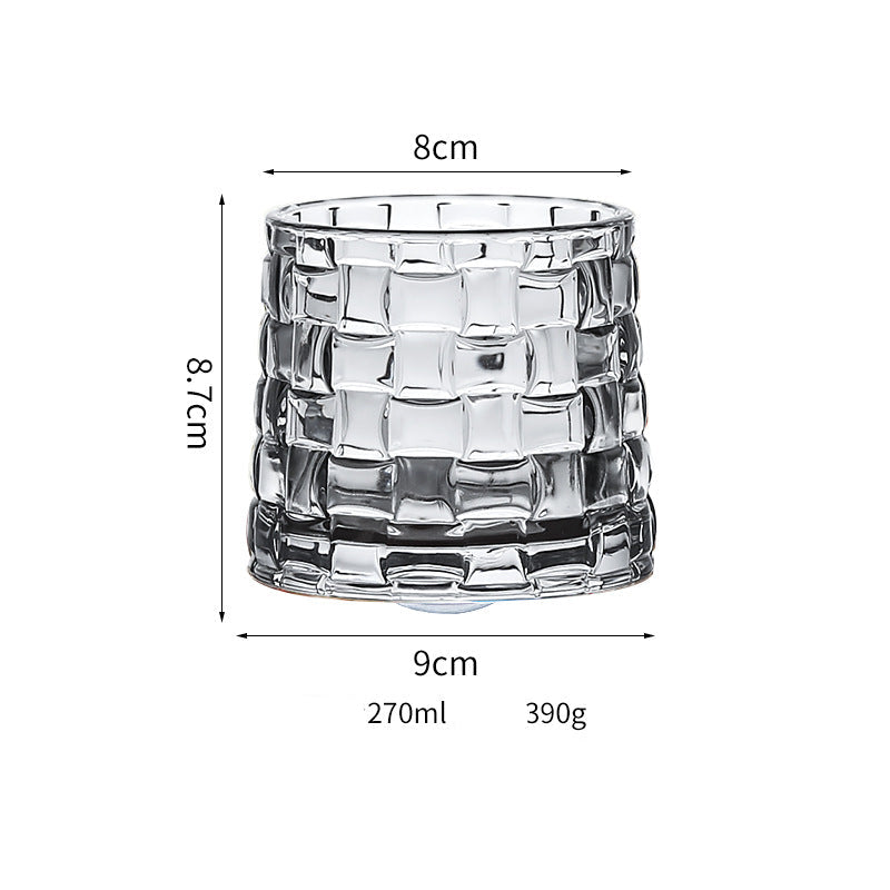 Wholesale Haisman thickened color glass creative rotating whiskey glass hand painted rotating cup with wooden tray decompression Cup