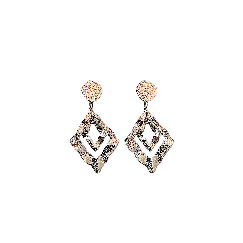 Wholesale Irregular Embossed Rhombus Earrings