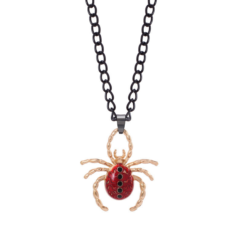 Wholesale Dark Wind Halloween Spider Punk Men and Women Spider Web Necklace Alloy Necklace