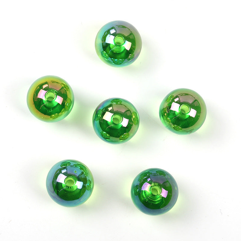 Wholesale 100pcs 16mm Acrylic Color UV Electroplating Round Beads Diy Jewelry Accessories Beads