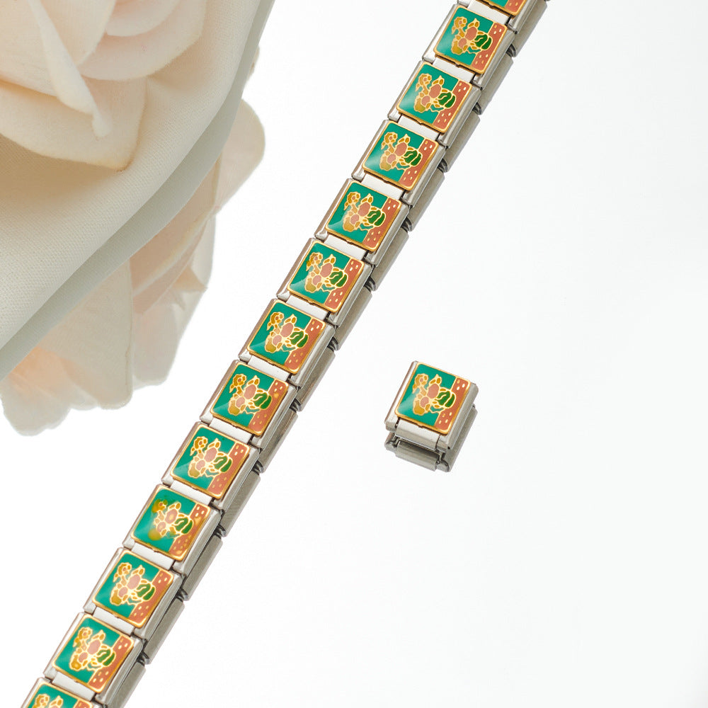 Wholesale Best-selling Module Bracelet Titanium Steel Oil Matching Stitching diy Unisex Bracelet