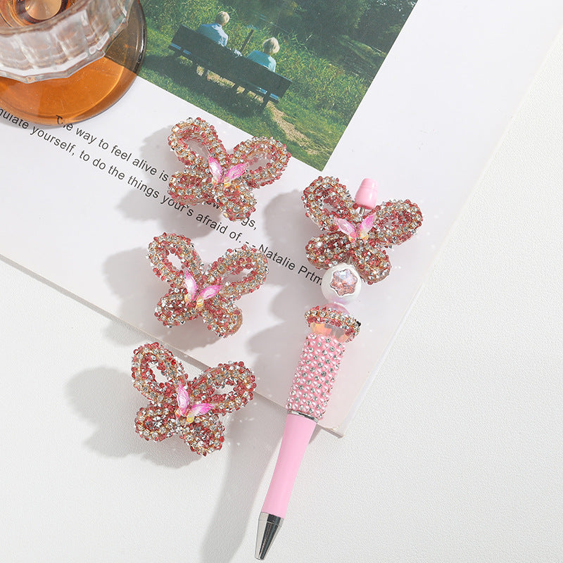 Wholesale10pcs Large Butterfly Full Drill Straight Hole Handmade Heavy Beads