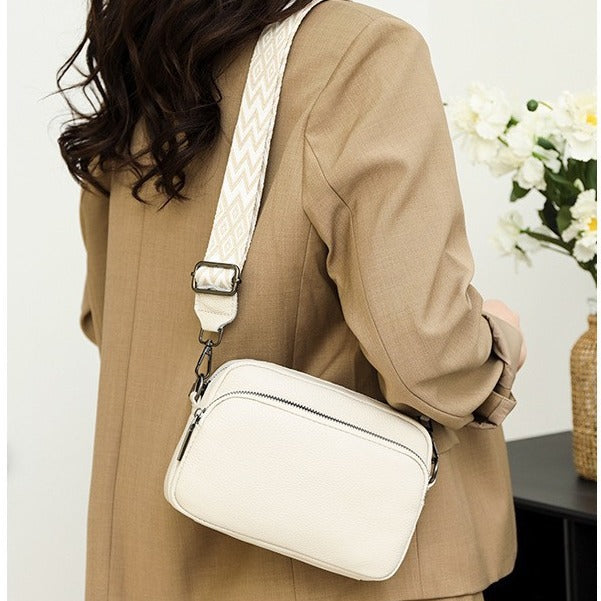 Wholesale Genuine Leather Lychee Pattern Simple Solid Color Crossbody Small Square Bag