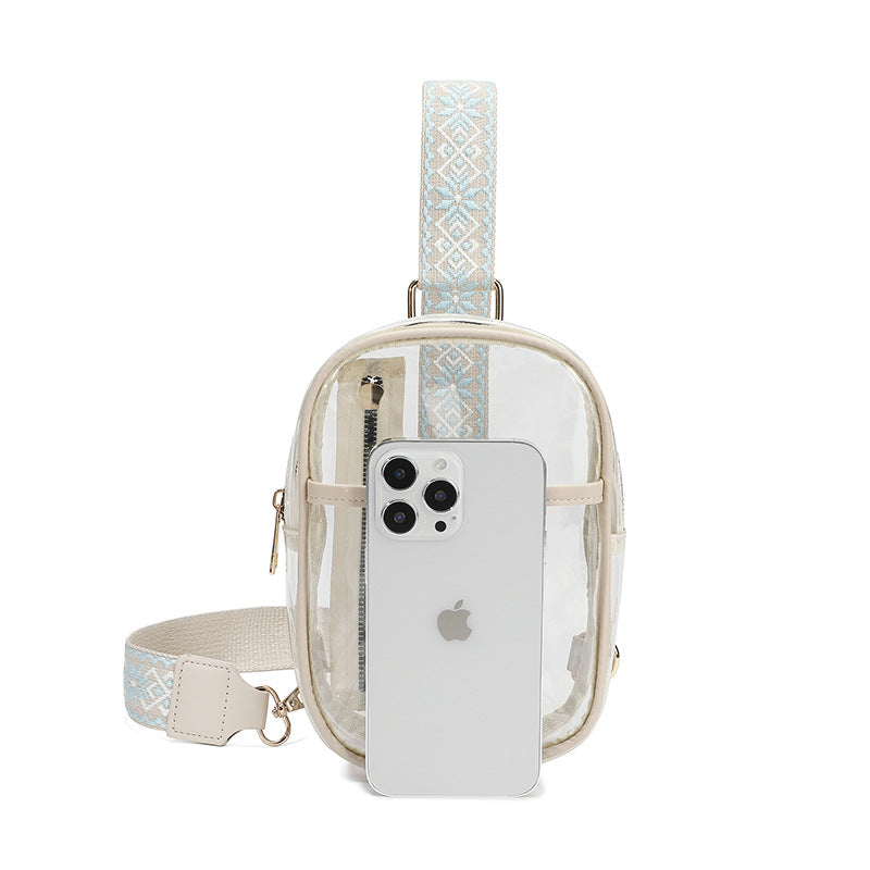 Wholesale TPU Transparent Wide Shoulder Strap Waterproof Chest Bag Outdoor Sports Crossbody Bag