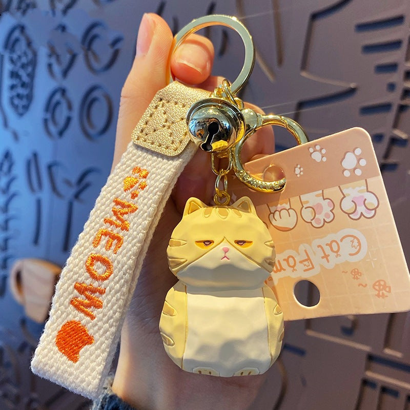 Wholesale Cartoon Wood Carved Cat Resin Keychain