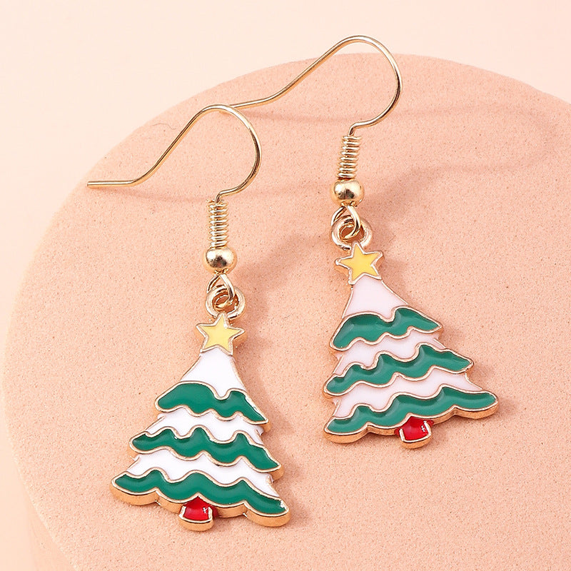 Wholesale Christmas Elk Santa Claus Snowman Christmas Tree Alloy Earrings Set