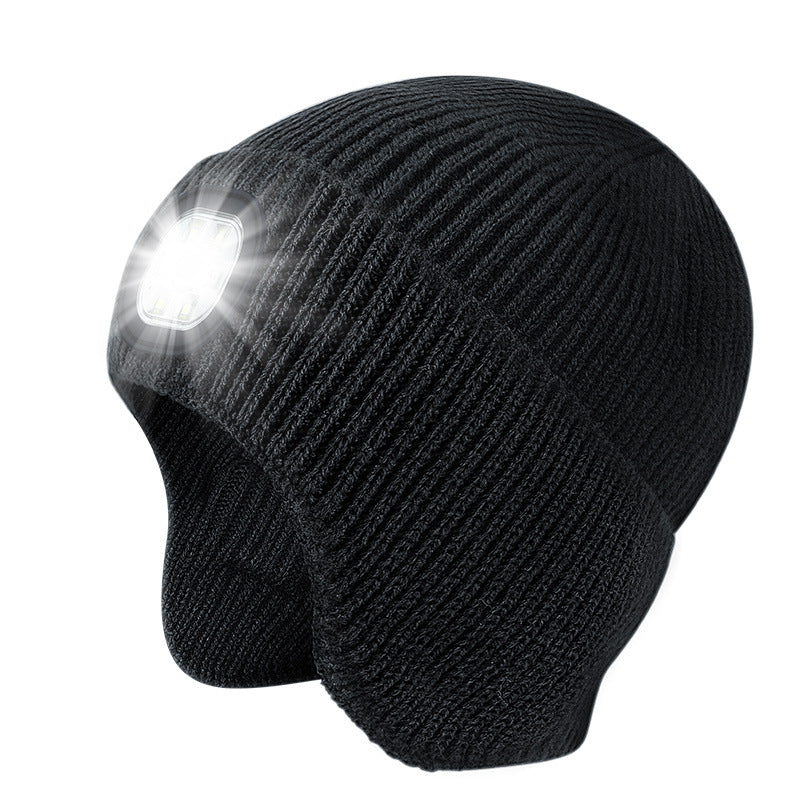 Wholesale LED Lighting Knitted Hats Rechargeable Detachable and Washable Night Running Sports Knitted Hats