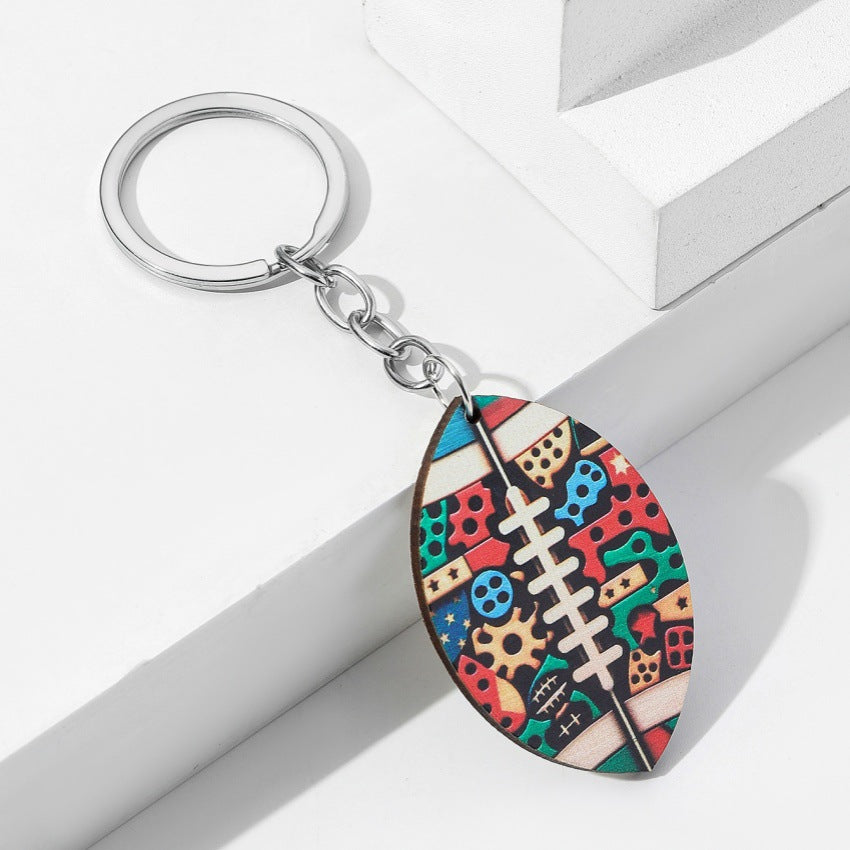 Wholesale Wooden Rugby Keychains