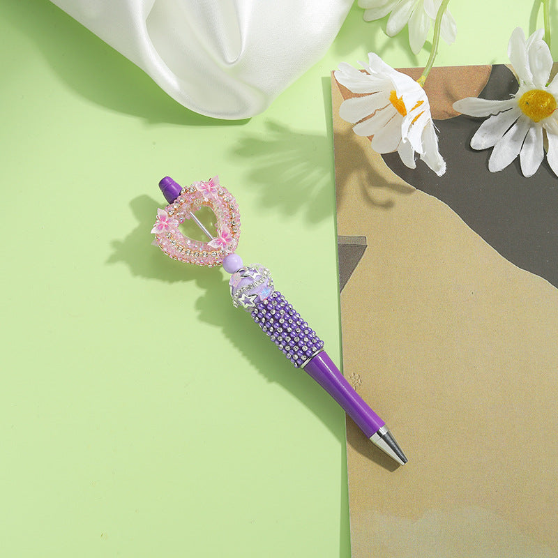 Wholesale Beaded Pens Colorful Handmade Beaded Twisting Rhinestone Love Pen