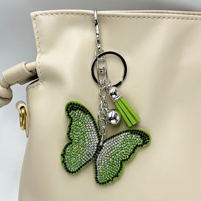 Wholesale Diamond-Studded Butterfly Keychain Fashion Tassel Bag Pendant