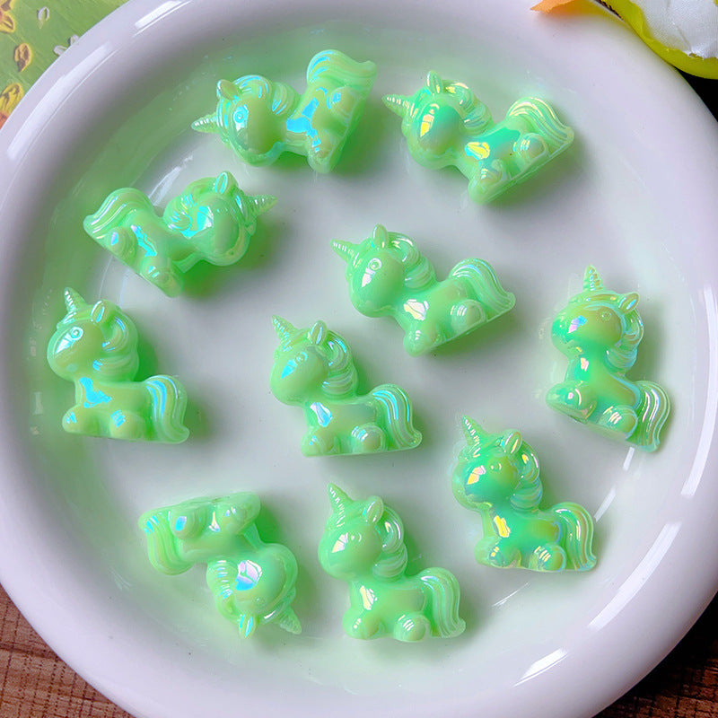 Wholesale Luminous Unicorn Through-hole Bead  Acrylic Beads