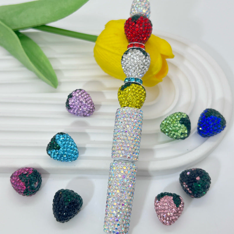 Wholesale 20pcs Strawberry clay filled with diamond beads