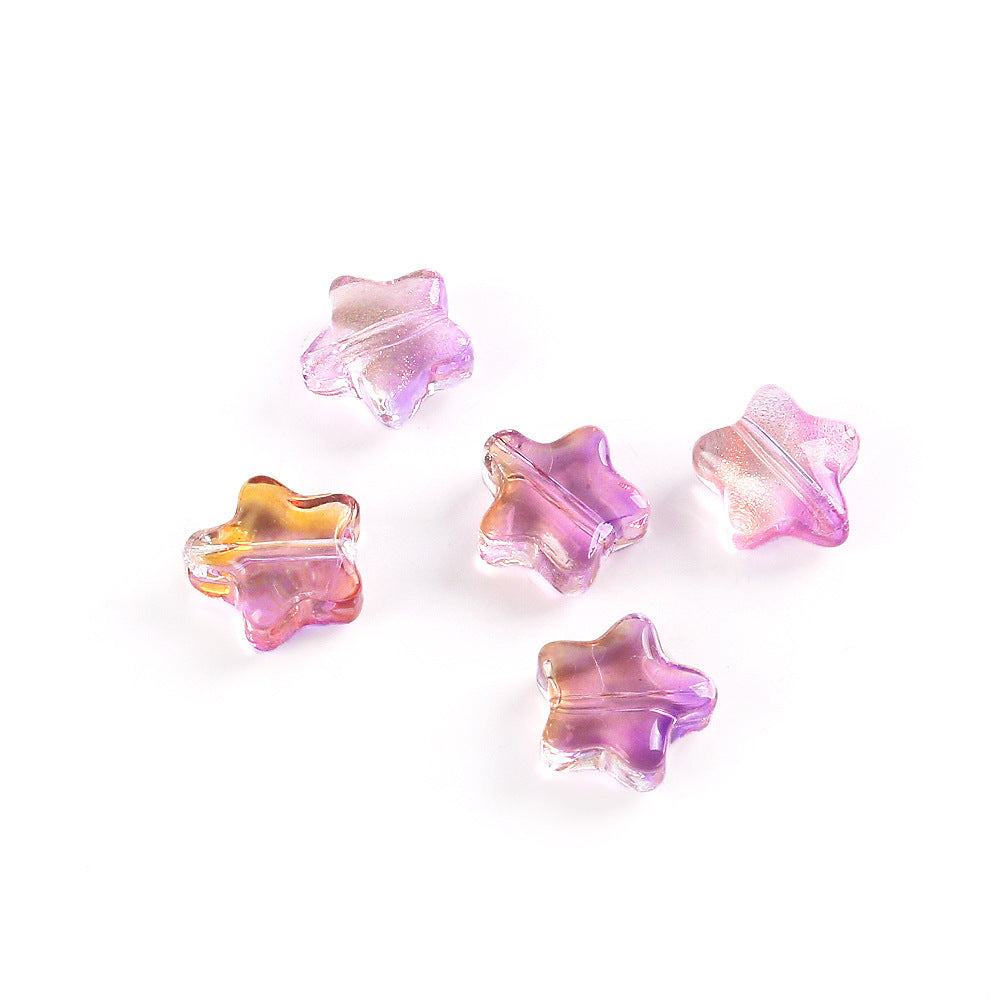 Wholesale 20pcs Color-Plated Five-Pointed Star Glass Handmade DIY Acrylic Beads