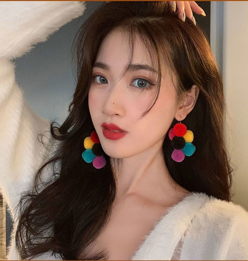 Wholesale Cute Colorful Fur Ball Earrings