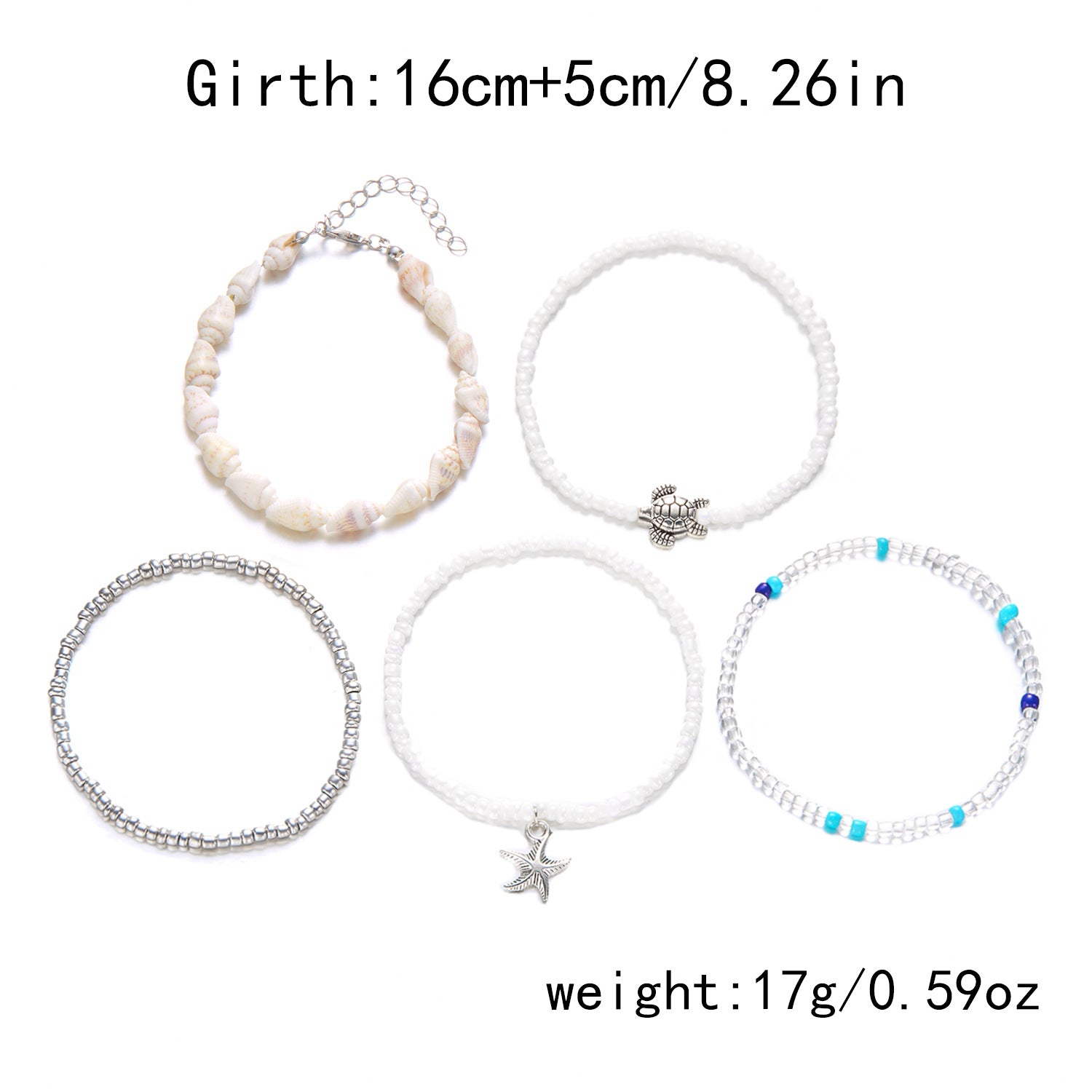 Wholesale Bohemian style conch, starfish, turtle rice bead bracelet set