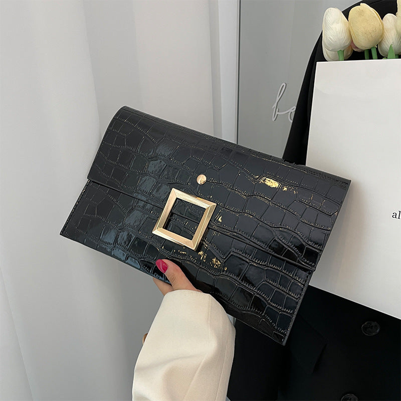 Wholesale Solid Color Versatile Fashion Temperament Stone Pattern Envelope Clutch Bag