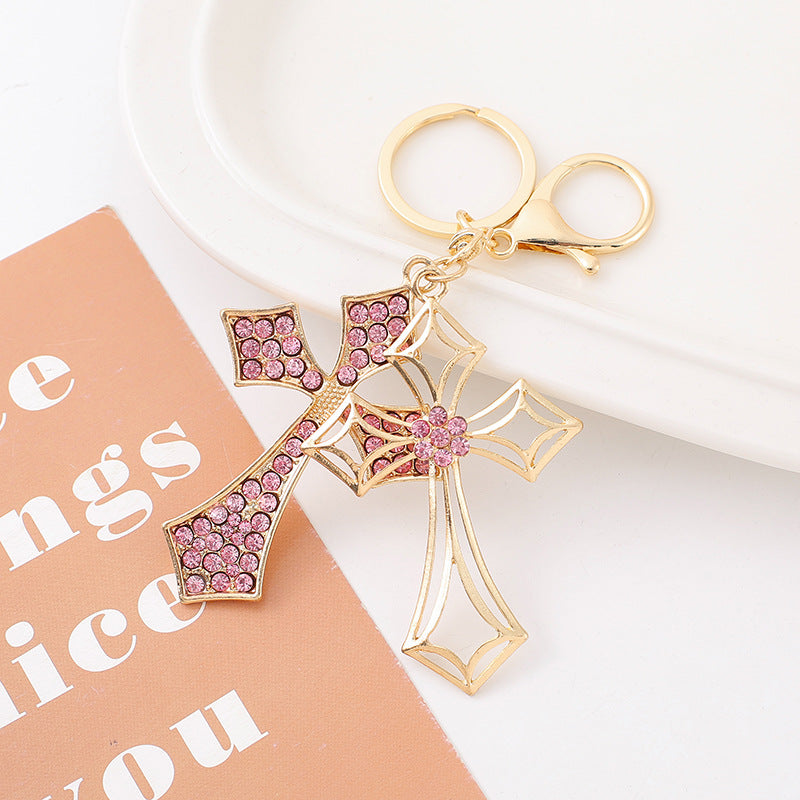 Wholesale Diamond Cross Zinc Alloy Keychain
