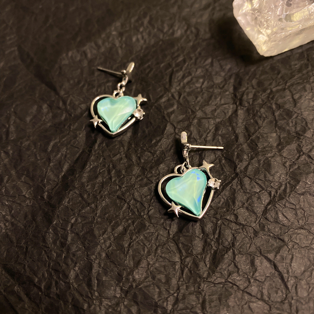 Wholesale Fluorescent Blue Star Heart Earrings