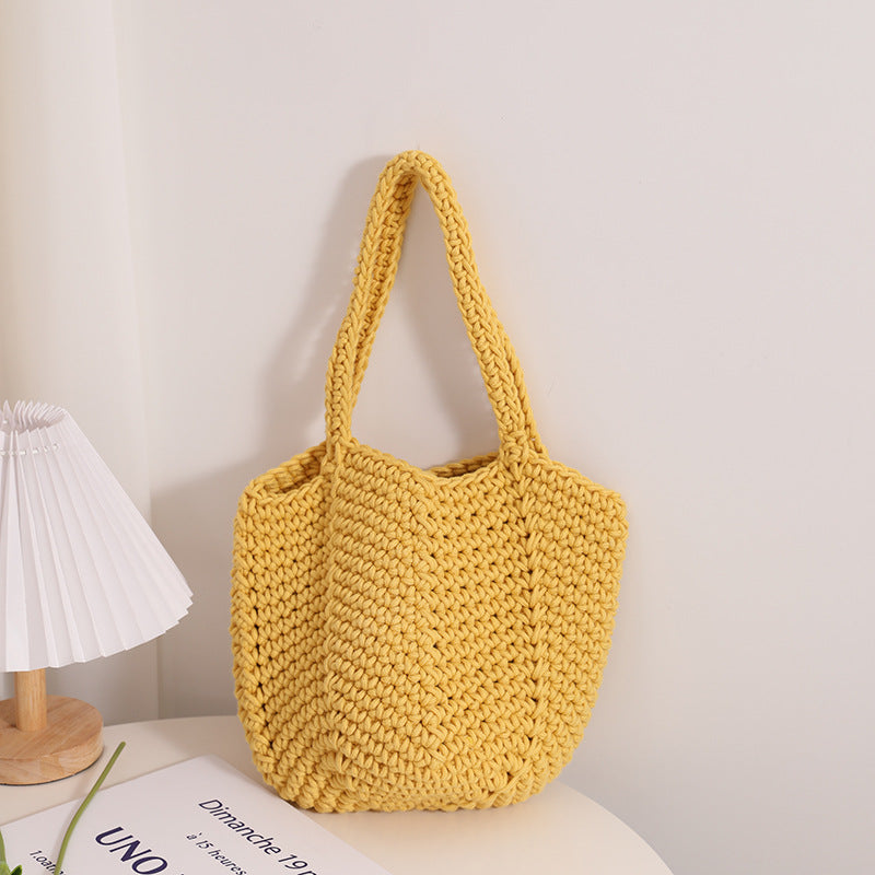 Wholesale Single Shoulder Crochet Vacation Beach Grass Woven Bags