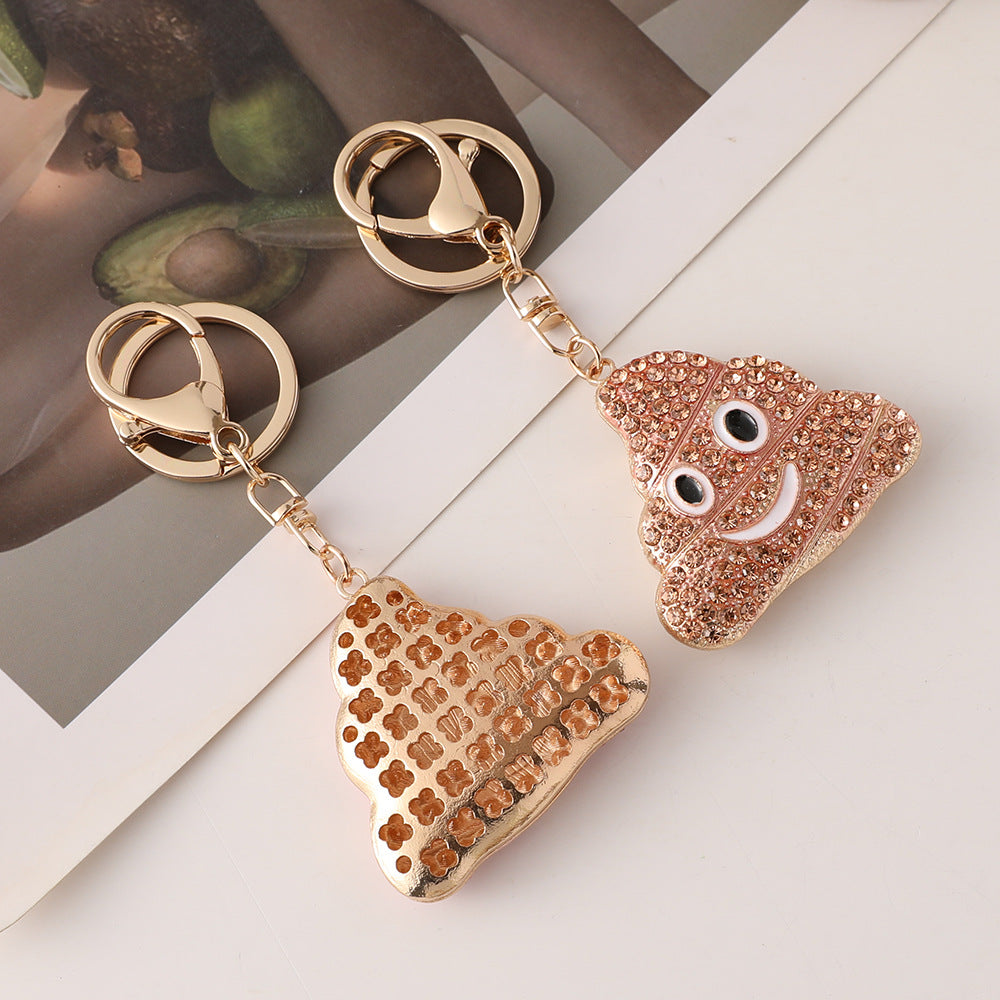 Wholesale Cartoon Cute Rhinestone Poop Novelty Metal Keychain