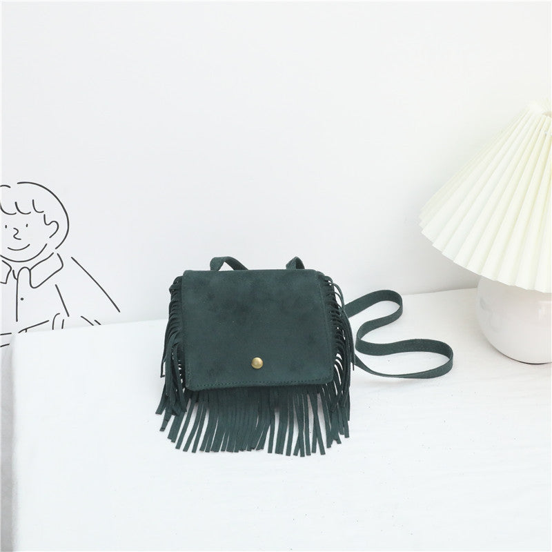 Wholesale Suede Leopard Print Tassel Kids Messenger Bag