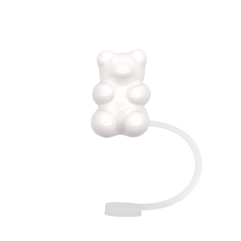 Wholesale 20pcs/pack Cartoon bear silicone straw cap detachable 8-10MM