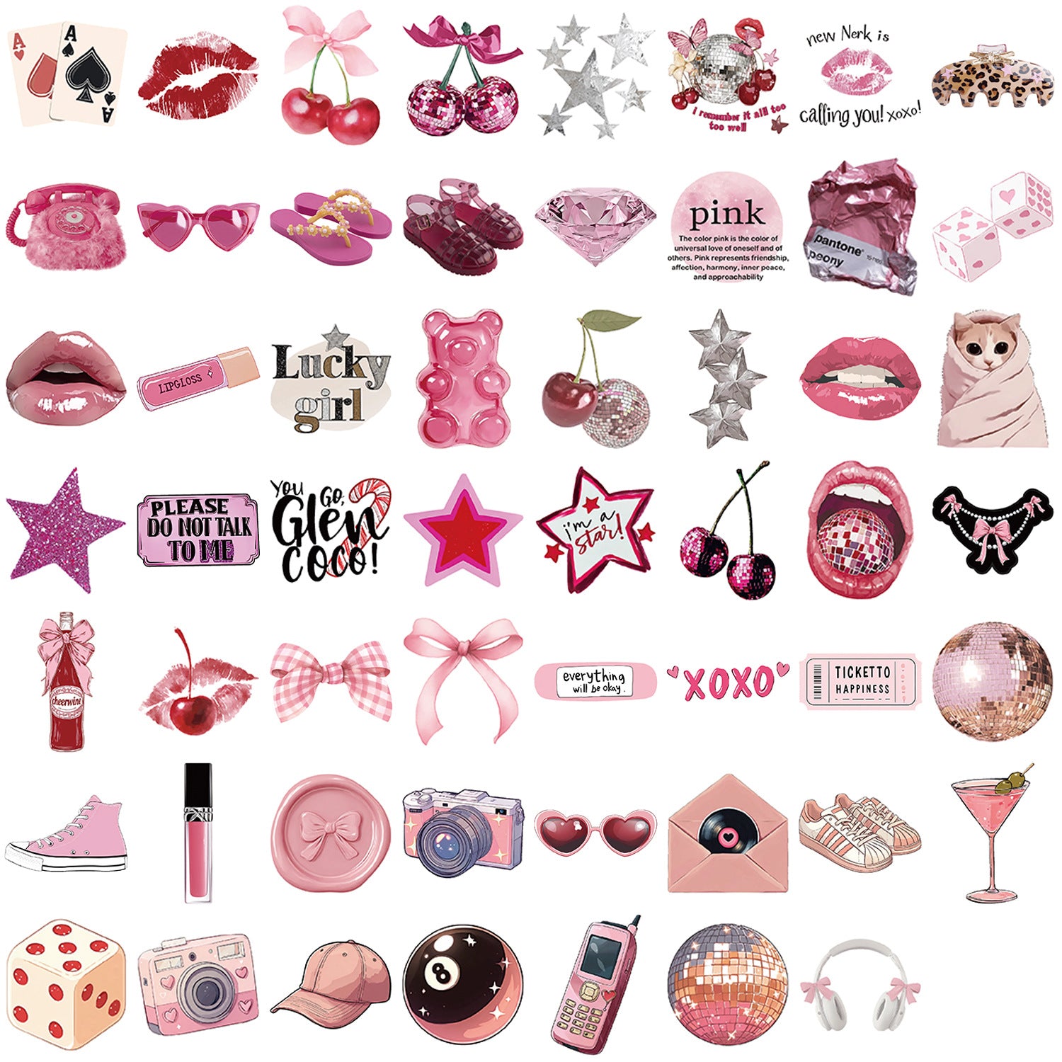 Wholesale 50pcs Cartoon Pink Daily Waterproof Vinyl Stickers