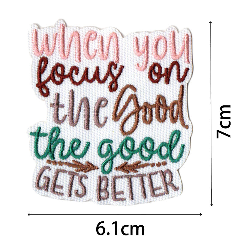 Wholesale Bohemian embroidered fabric patch with positive energy quotes for bags  DIY Patches