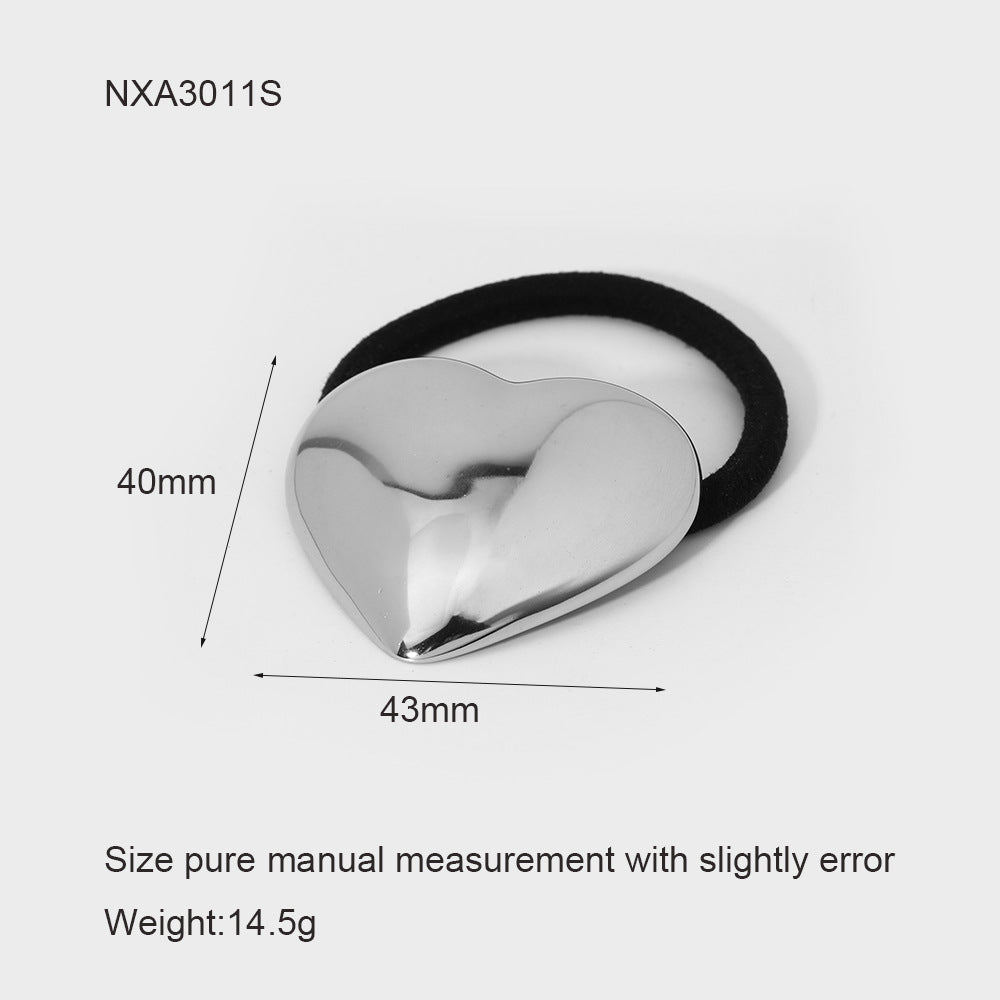 Wholesale Stainless Steel Metal High-grade Ins Rubber Band Love Bow Ponytail Hair Rope