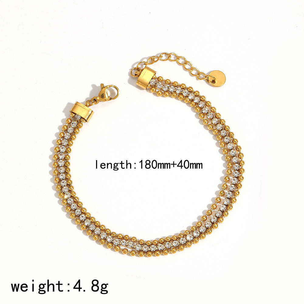 Wholesale Gold multi heart diamond studded stainless steel bracelet