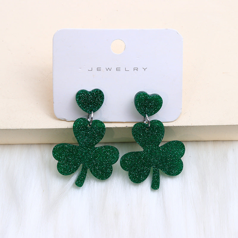 Wholesale St. Patrick's Day Beer Festival Acrylic Clover Earrings