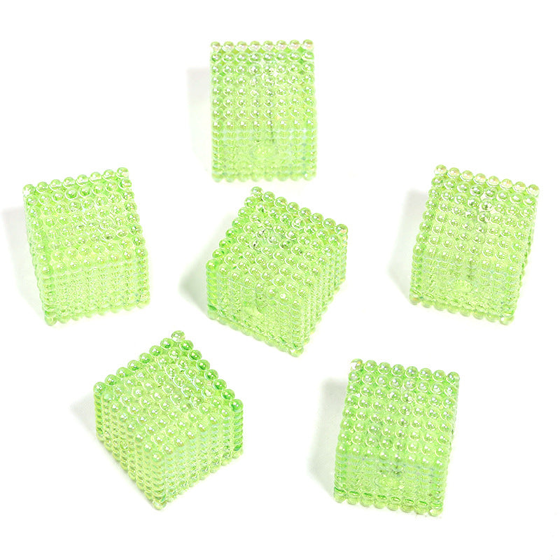 Wholesale 100pcs 16mm Acrylic Transparent Color Square Bead