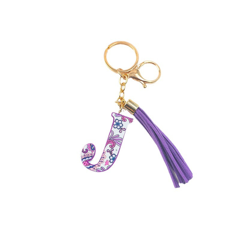 Wholesale Letter Colorful Tassel Zinc Alloy Keychain