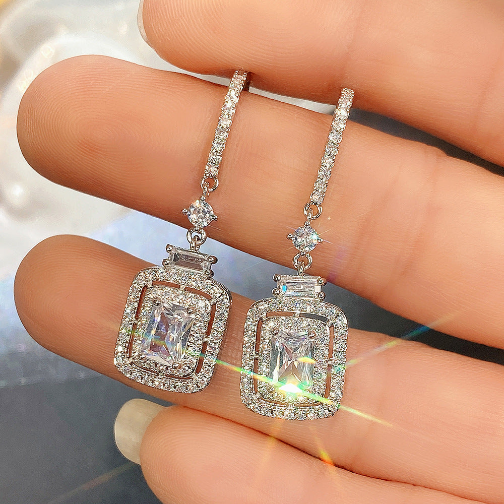 Wholesale Square Diamond Zircon Earrings
