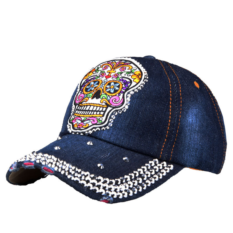 Wholesale Cotton Skeleton Embroidered Decal with Diamonds for Baseball Hats