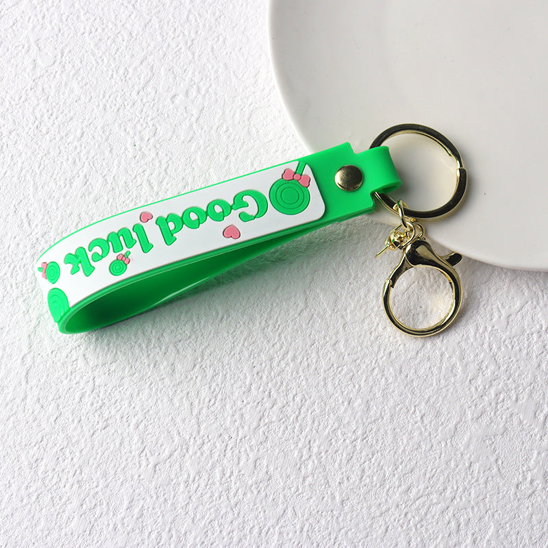 Wholesale PVC Candy Color Soft Rubber Cord Keychain