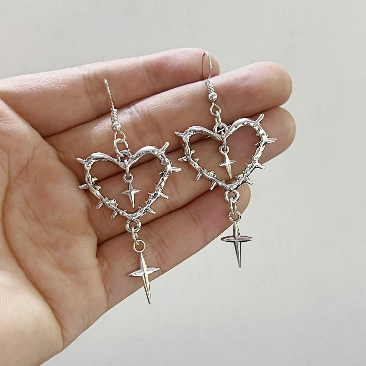 Wholesale Fashion Gothic Handmade Heart and Cross Star Pendant Earrings