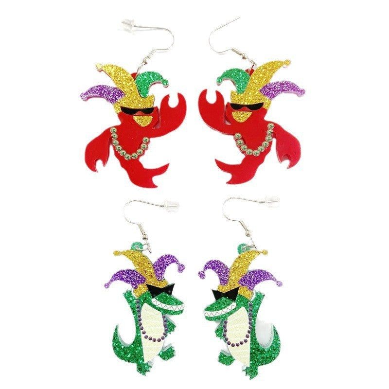 Wholesale Carnival Crown Clown Hat Sequin Earrings