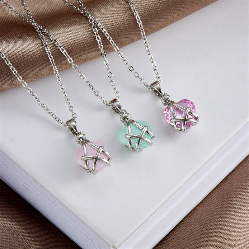 Wholesale birthday Stone Love necklace female niche design luxury design pendant accessories clavicle chain