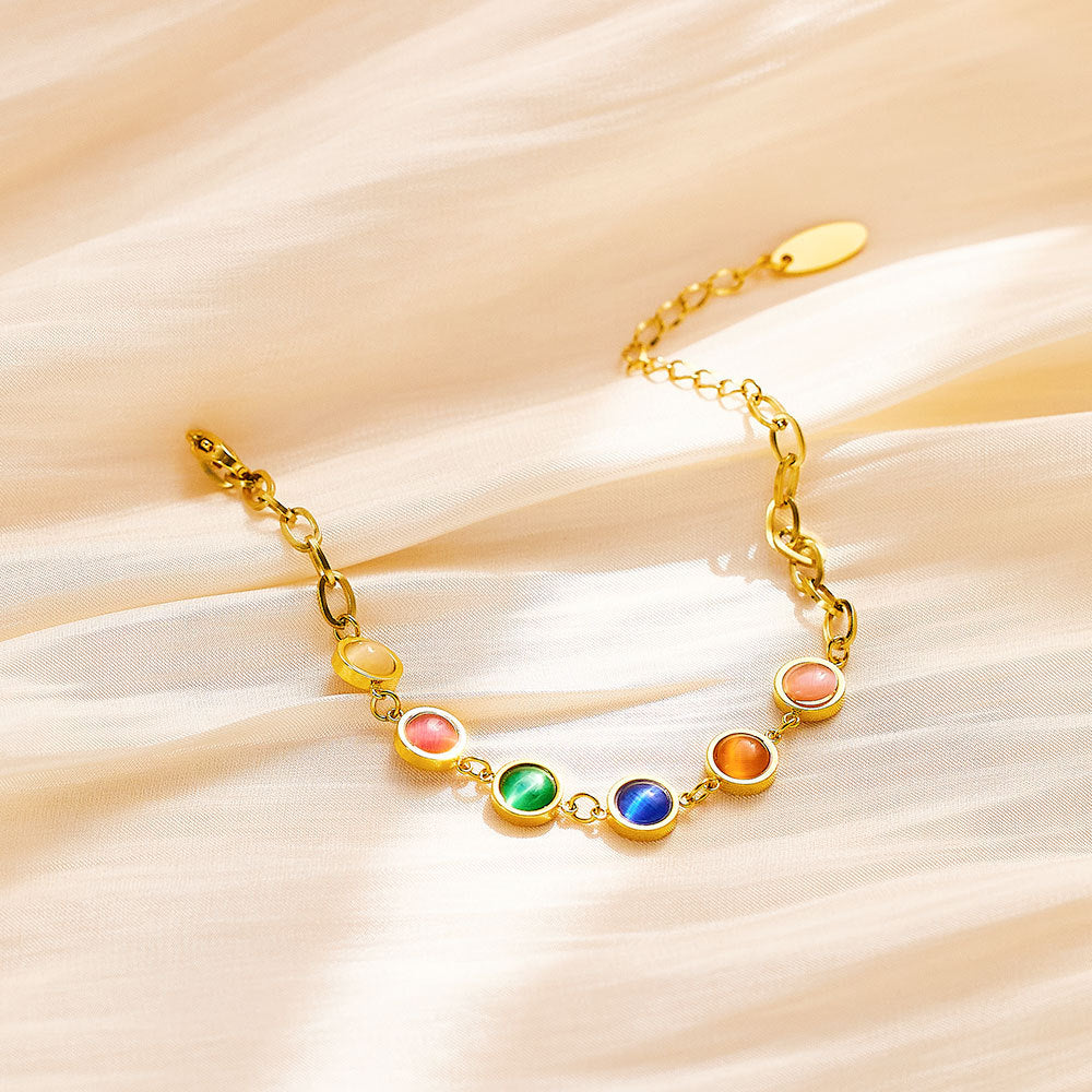 Wholesale Stainless Steel Colored Opal Titanium Steel Bracelet