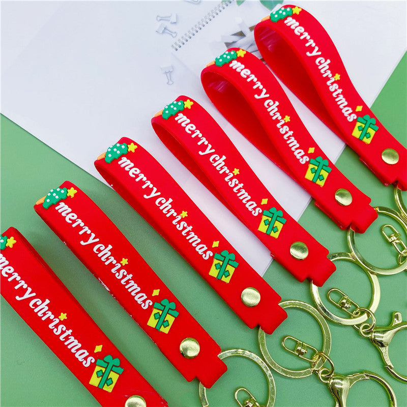 Llavero de cuerda de cuero de Navidad de 10pcs al por mayor de PVC