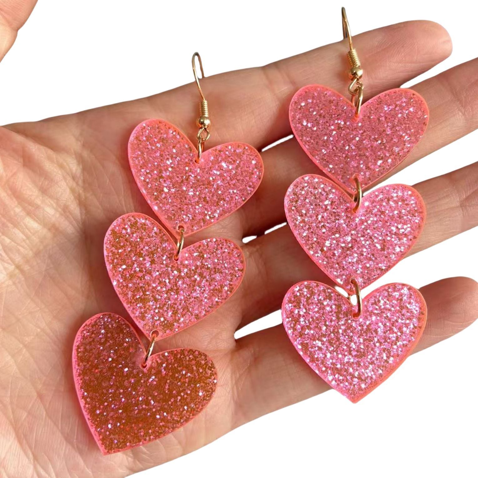 Wholesale Valentine' s Day series pink red sequin love acrylic earrings