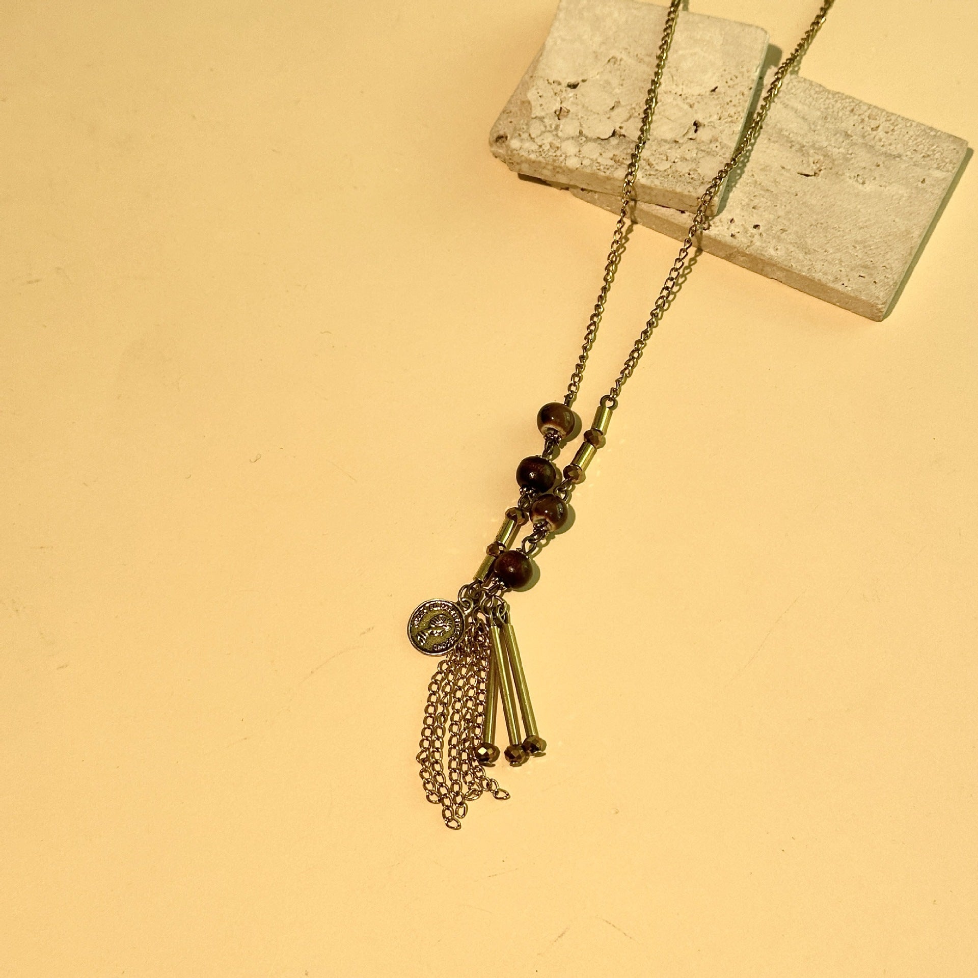 Wholesale Melard style ceramic portrait long necklace