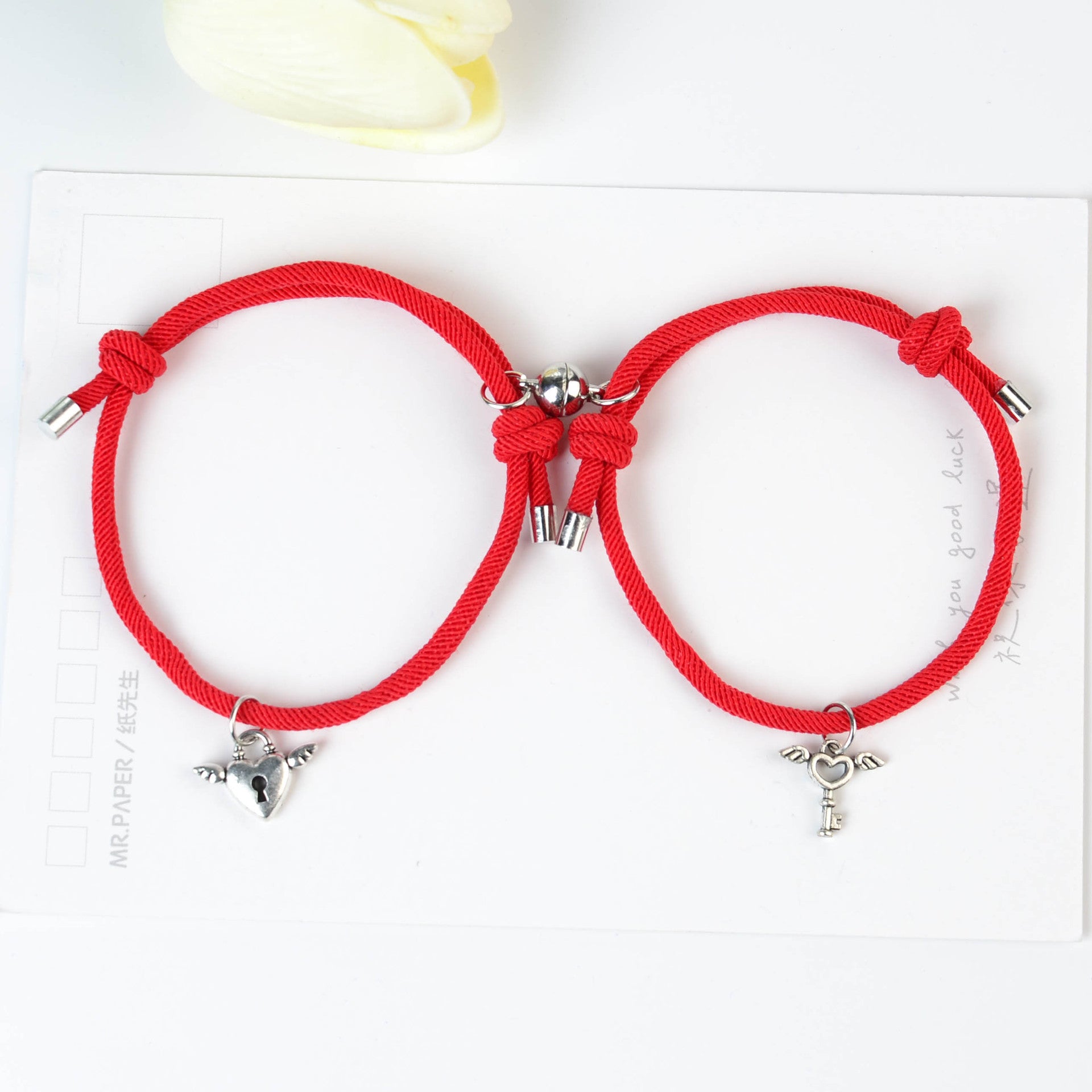 Wholesale Couple Key Lock Magnetic Suction Bracelet Hand Woven