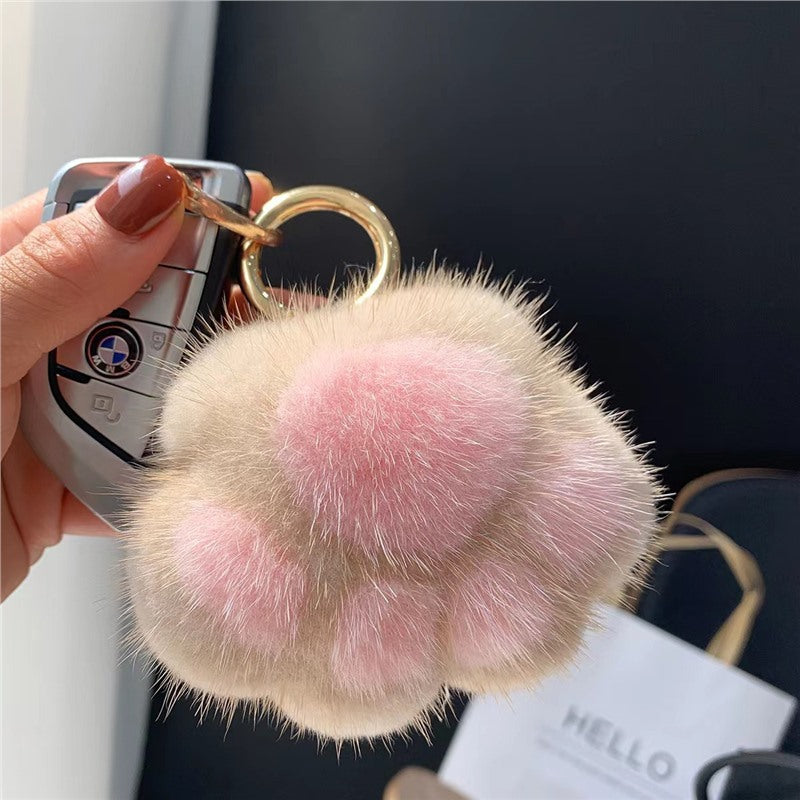 Wholesale 5pcs Paw Plush Pendant Cute Cat Keychain