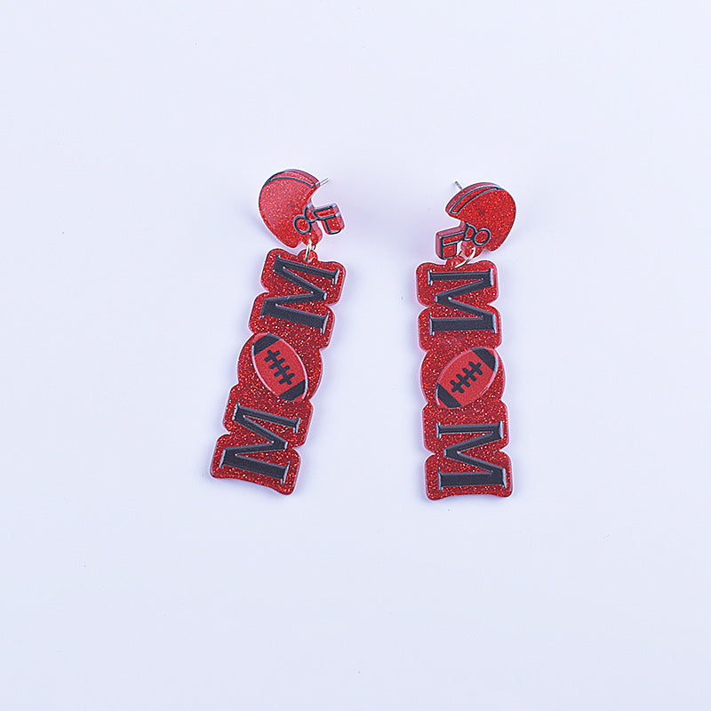 Wholesale Sports accessories baseball football rugby heart acrylic earrings